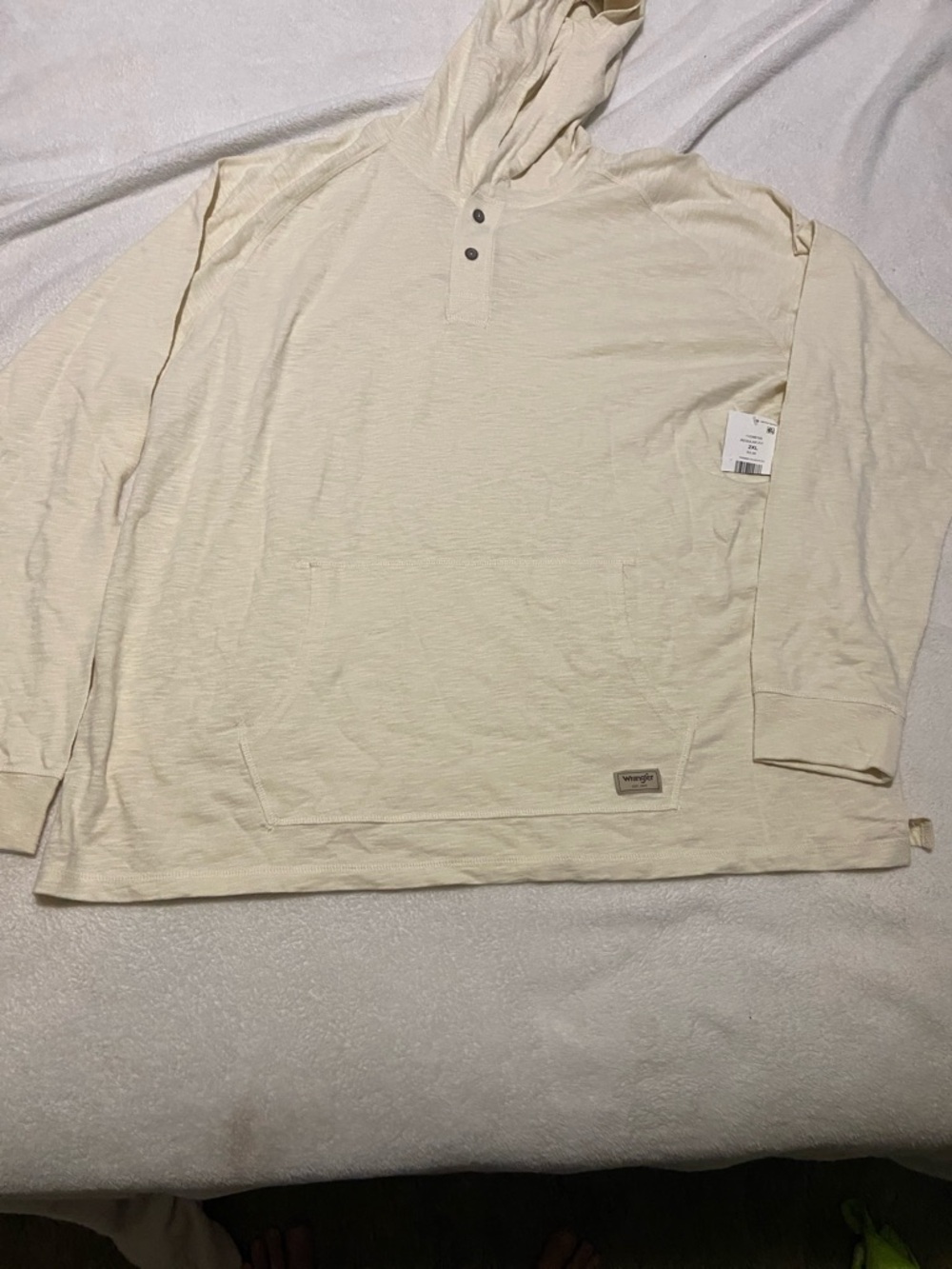 Wrangler Cream Hooded Henley Pullover